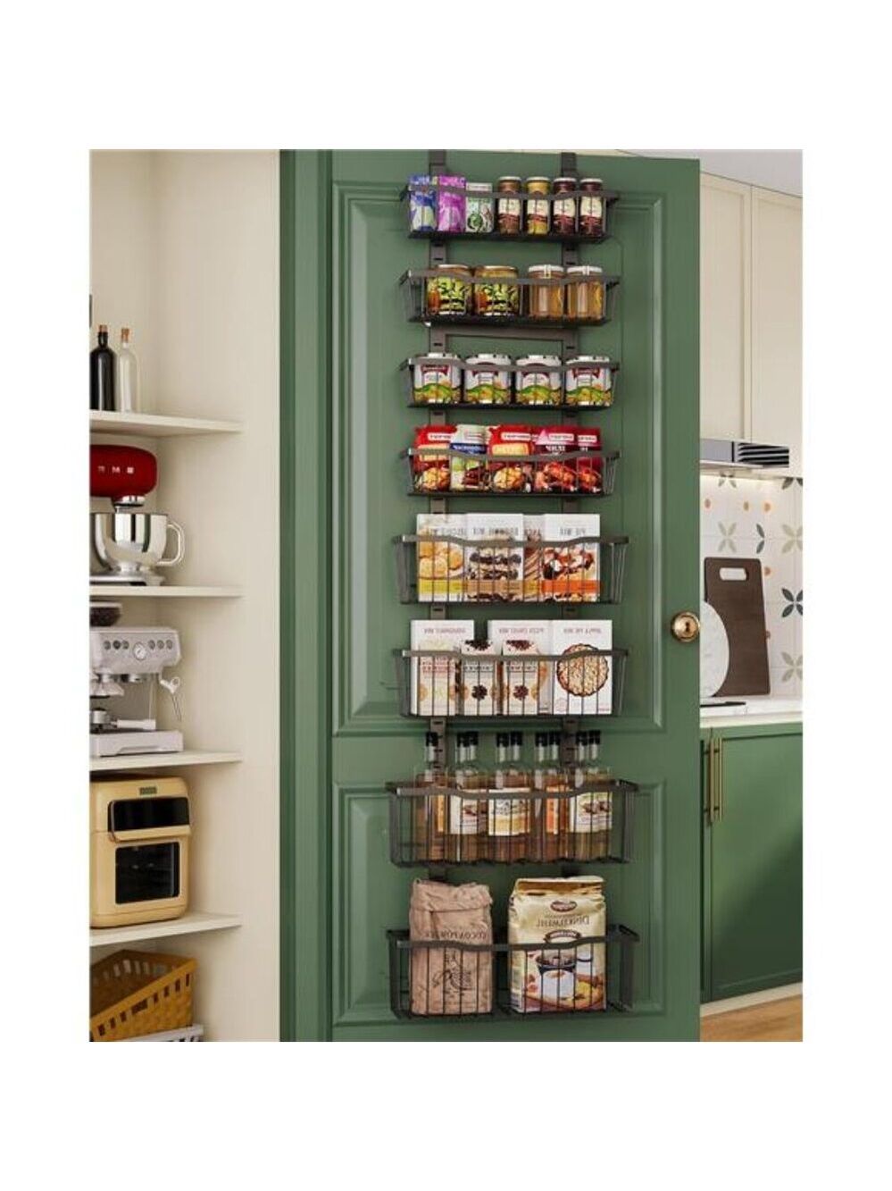 over the door pantry organizer metal storage rack adjustable baskets kitchen